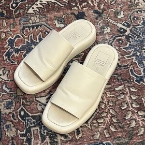Dolce Vita Cream Slide Sandals with Wide Band